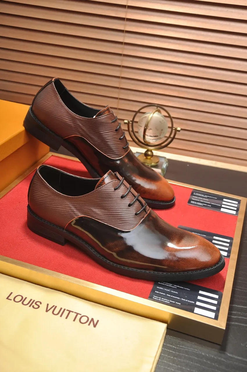 Men's shoes💰460💶【LOUIS VUITTON】(sheepskin lining) new cowhide LV formal shoes🎩🎩❗️🆘made one to one at the counter🎩original quality, imported cowhide upper➕full sheepskin lining➕original rubber outsole, {high quality visible}👣Size: 38-45 (45 custom-made)